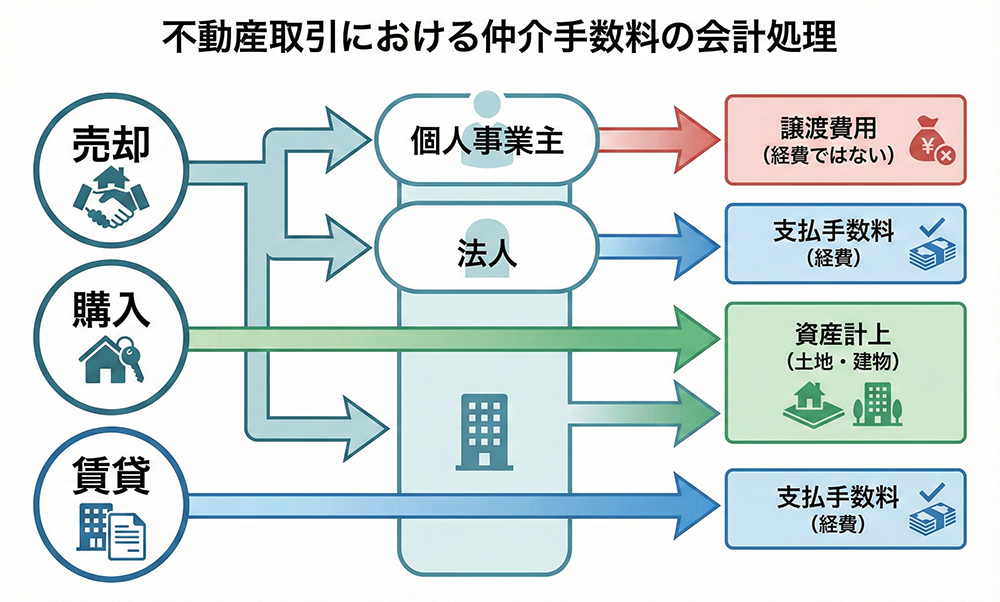 不動産売却の仲介手数料はどの勘定科目?個人・法人の仕訳と購入・賃貸との違いを完全解説